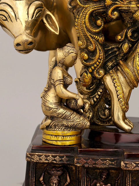 28" Radha Krishna with Cow | Handmade