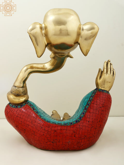17" Stylized Ganesha Statue | Modern Art Ganesha With Stone Inlay Work | Handmade