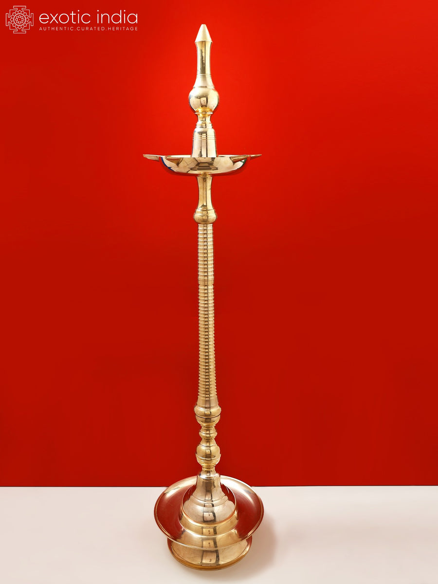 61" Large Handmade Brass Kavala Oil Lamp for Home Decor