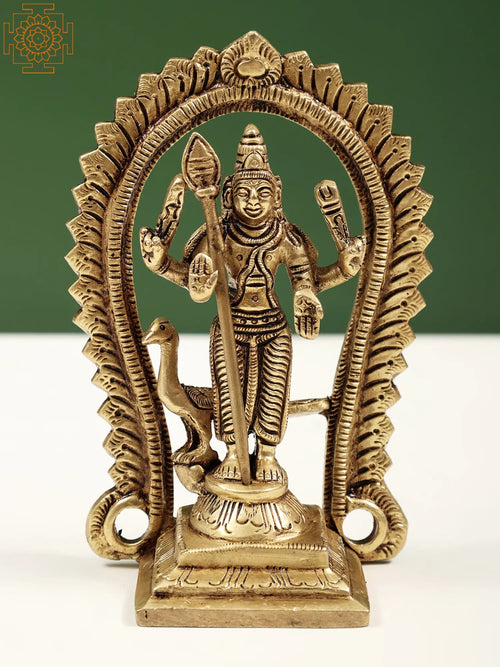 5" Handmade Brass Kartikeya Idol for Pooja