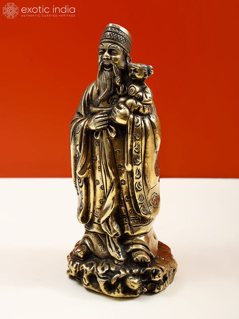 7" Brass Feng Shui Figurine, An Example Of Chinese Iconography | Handmade |