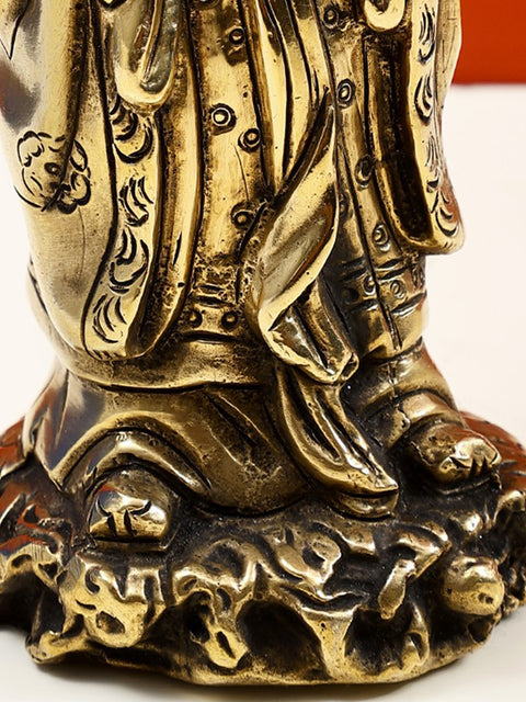 7" Brass Feng Shui Figurine, An Example Of Chinese Iconography | Handmade |