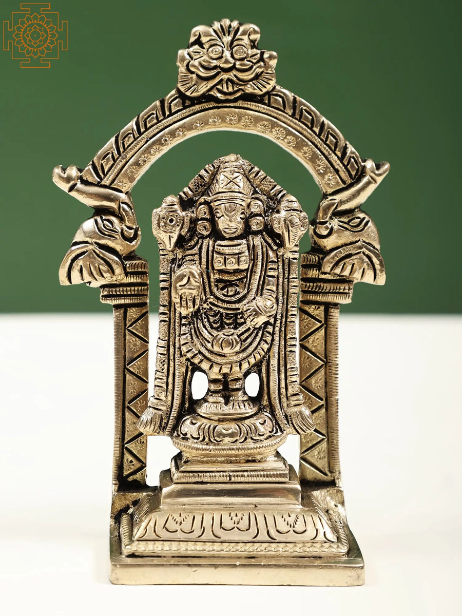5" Venkateshvara Brass Idol - Tirupati Lord Balaji Statue