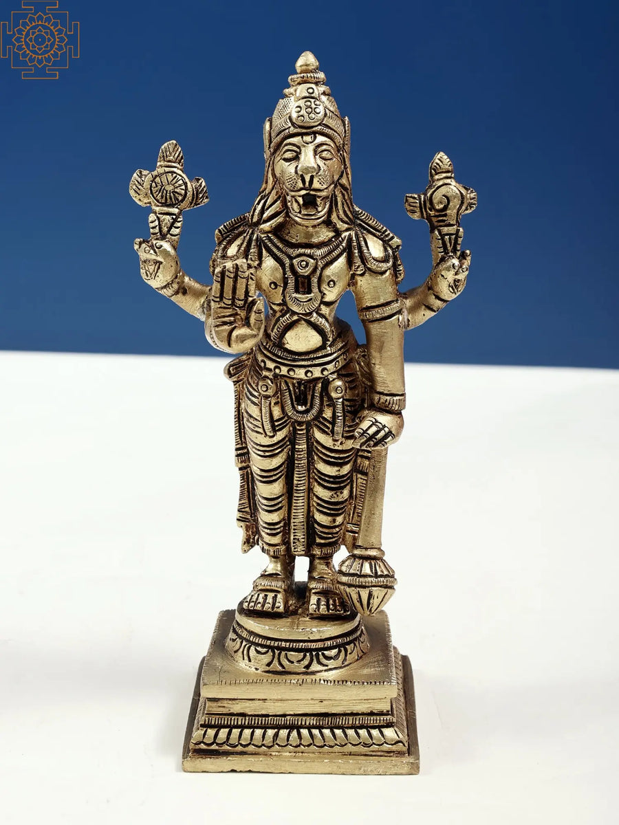 6" Kevala Narasimha Brass Statue Handmade