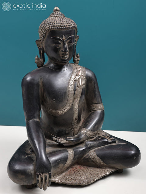 15" Gautam Buddha in Bhumisparsha Mudra | Handmade Brass Statue