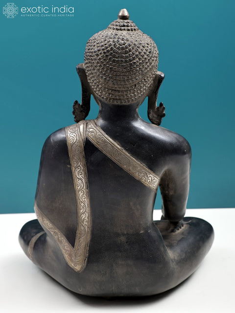 15" Gautam Buddha in Bhumisparsha Mudra | Handmade Brass Statue