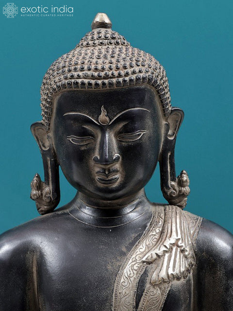 15" Gautam Buddha in Bhumisparsha Mudra | Handmade Brass Statue