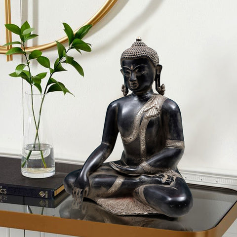15" Gautam Buddha in Bhumisparsha Mudra | Handmade Brass Statue