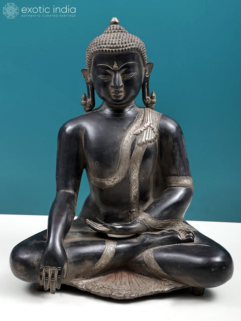 15" Gautam Buddha in Bhumisparsha Mudra | Handmade Brass Statue