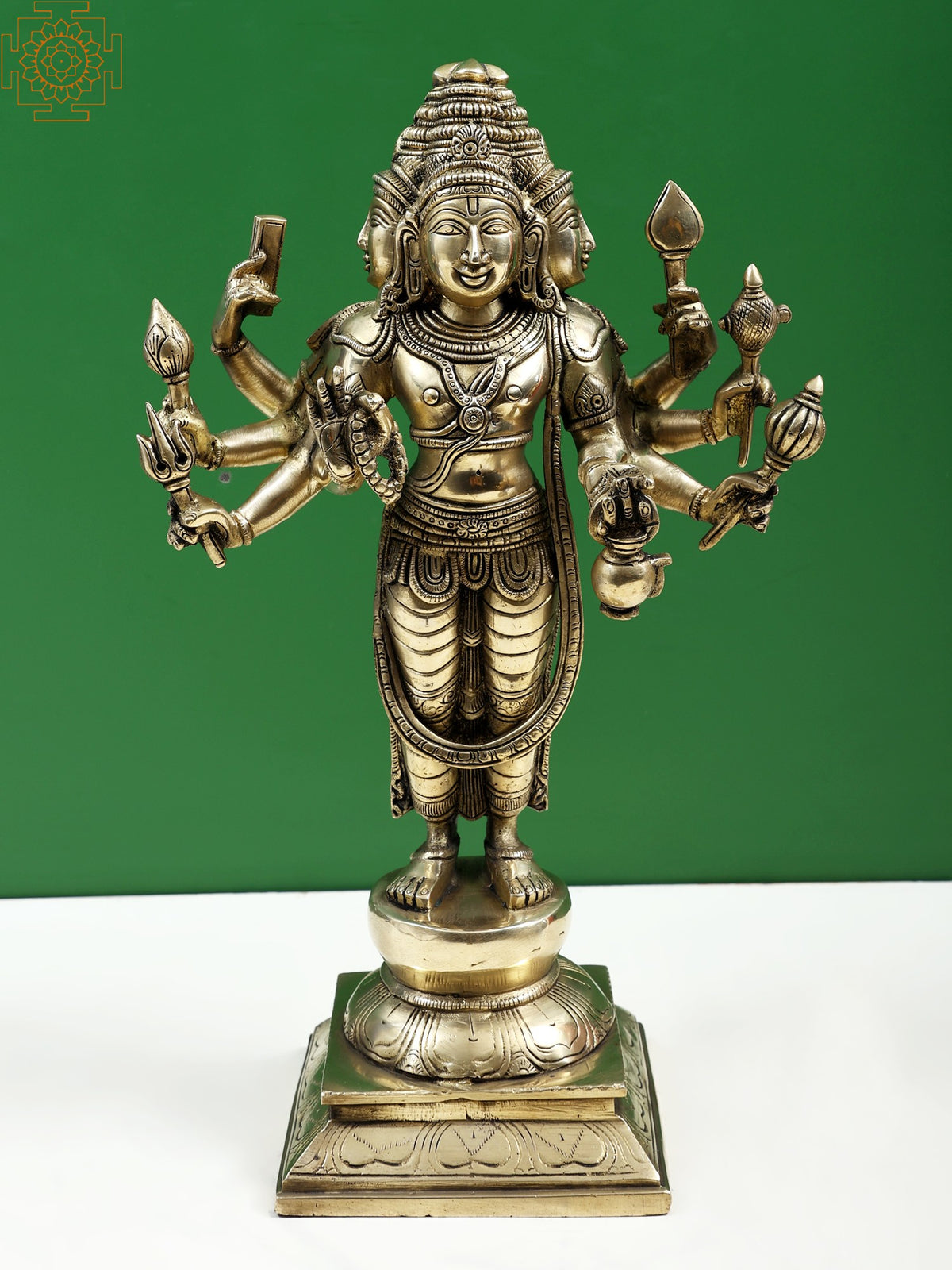 15" Standing Brass Brahma Ji | Handmade