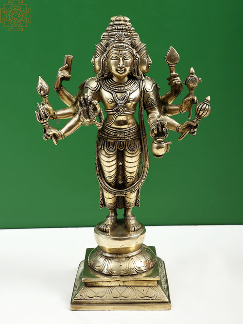 15" Standing Brahma Ji Brass Statue Handmade