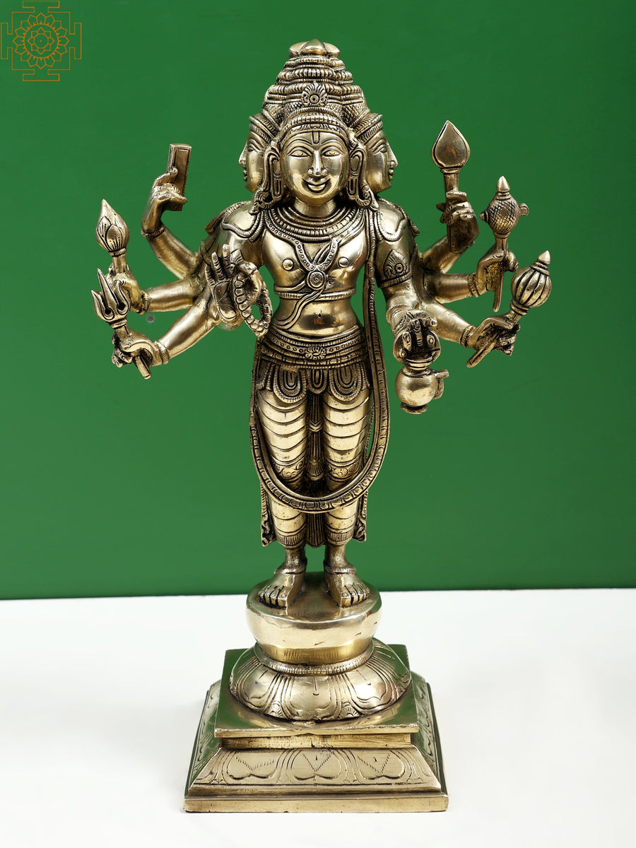 15" Standing Brahma Ji Brass Statue Handmade