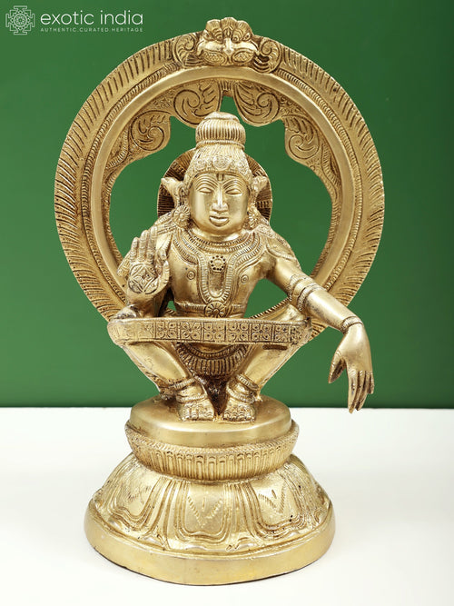 Lord Ayyappa with Circular Prabhavali Brass Idol Handmade