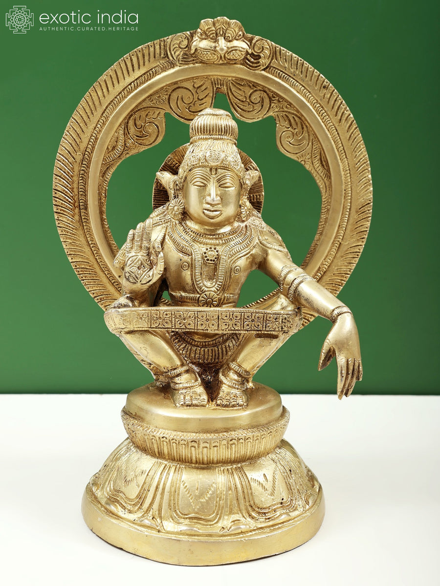 Lord Ayyappa with Circular Prabhavali Brass Idol Handmade