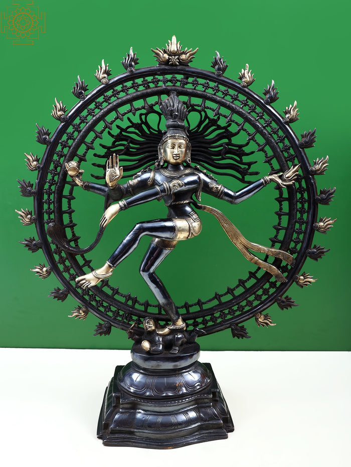 32" Large Lord Shiva As Nataraja In Brass | Handmade