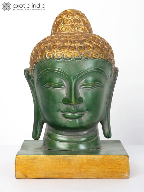 8" Lord Buddha Head Brass Statue Handcrafted Idol