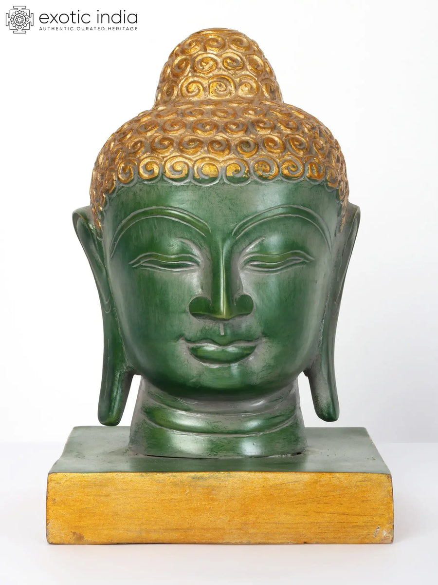 8" Lord Buddha Head Brass Statue Handcrafted Idol
