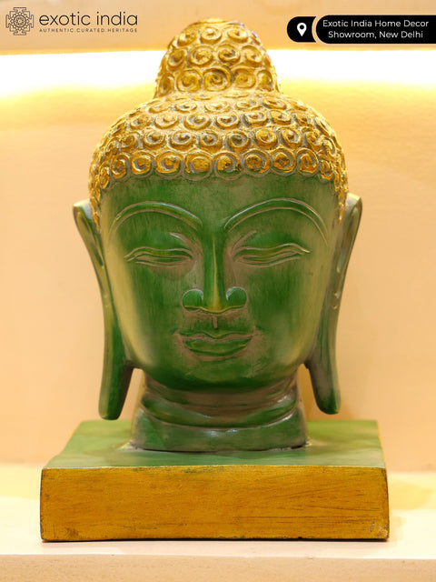 8" Lord Buddha Head Brass Statue | Indian Handcrafted Idol