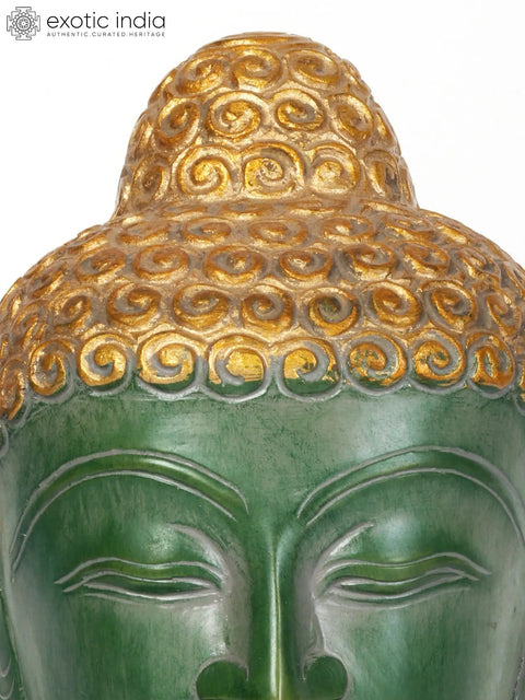8" Lord Buddha Head Brass Statue | Indian Handcrafted Idol
