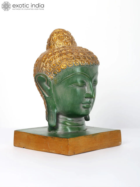 8" Lord Buddha Head Brass Statue | Indian Handcrafted Idol
