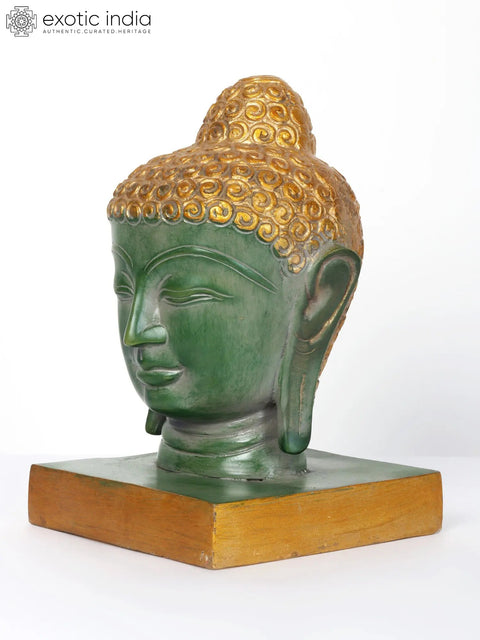 8" Lord Buddha Head Brass Statue | Indian Handcrafted Idol