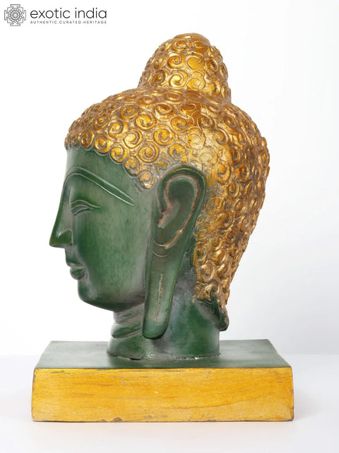 8" Lord Buddha Head Brass Statue | Indian Handcrafted Idol