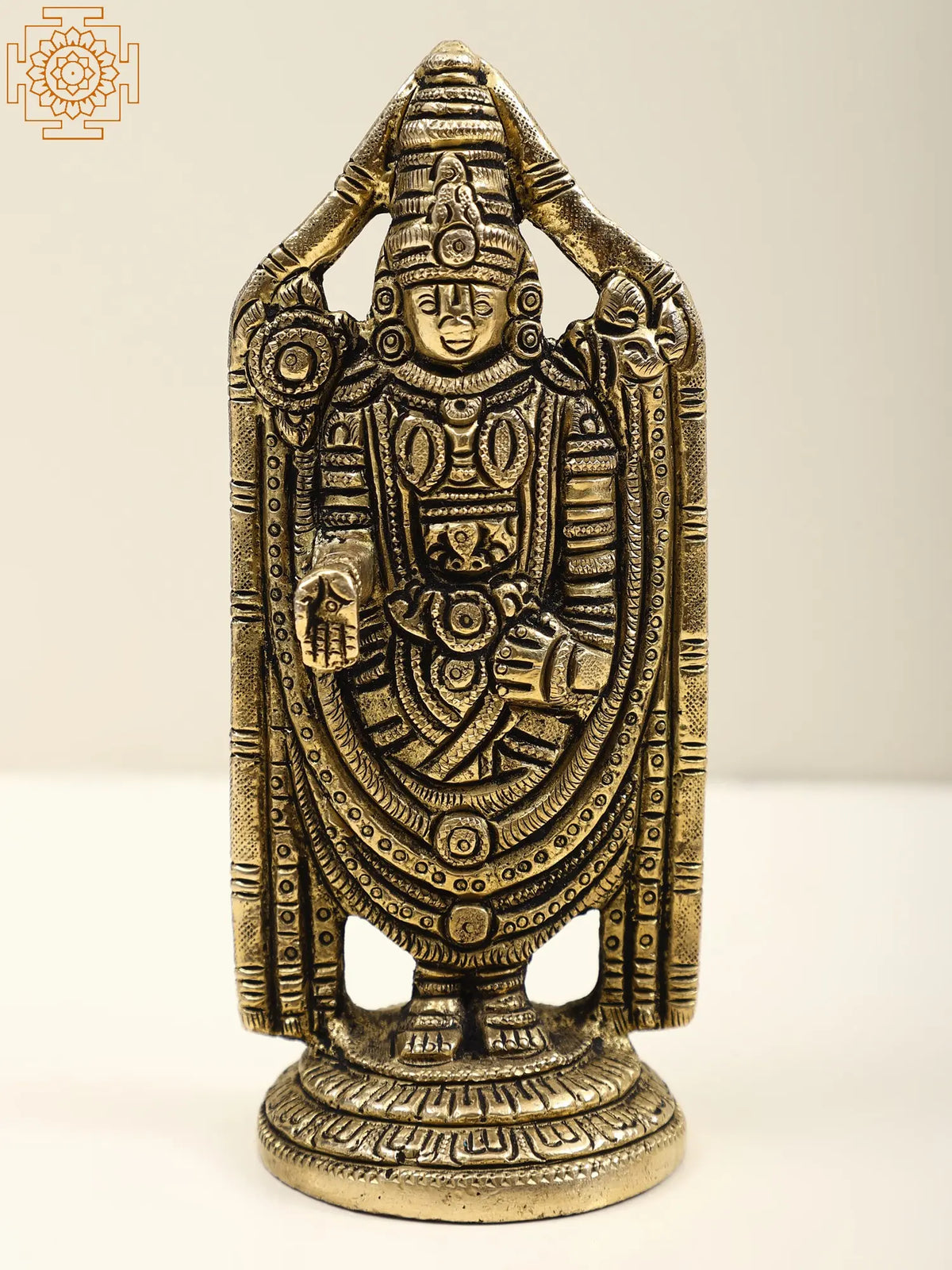 5" Small Venkateshvara Brass Idol | Tirupati Balaji Statue | Handmade