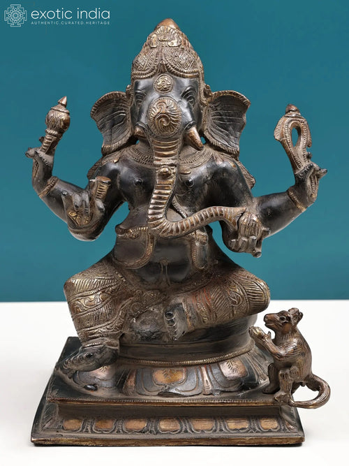 12" Handmade Brass Lord Ganesha Idol for Pooja