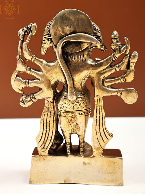 7" Brass Standing Panchamukhi Hanuman Sculpture | Handmade