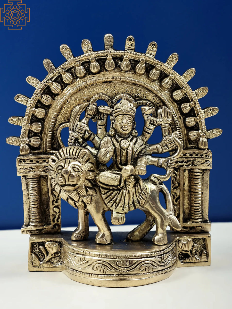 5" Maa Durga Handmade Brass Idol for Pooja