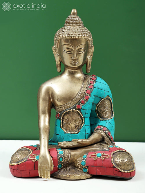 7" Handmade Bhumisparsha Buddha Brass Statue