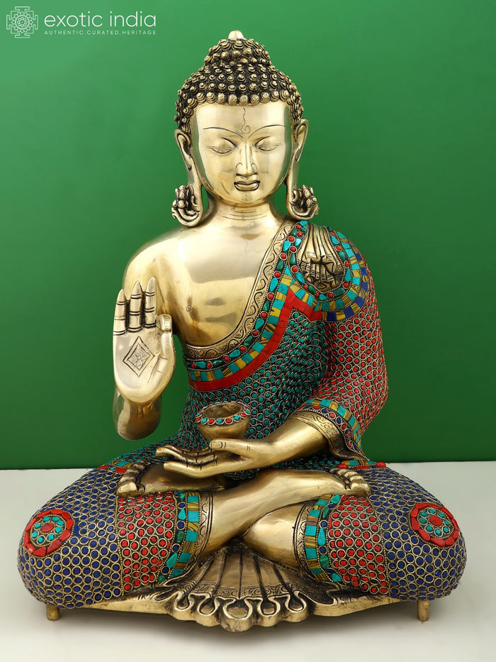 20" Gautam Buddha Preaching Handmade Brass Statue