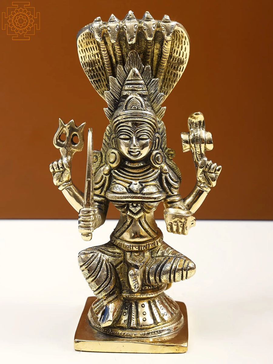 7" Handmade Mariamman Brass Statue - South Indian Goddess Durga