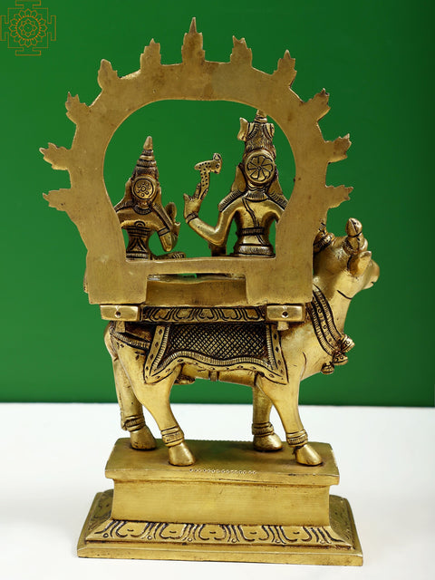 9" Shiva Parvati Seated on Nandi | Handmade