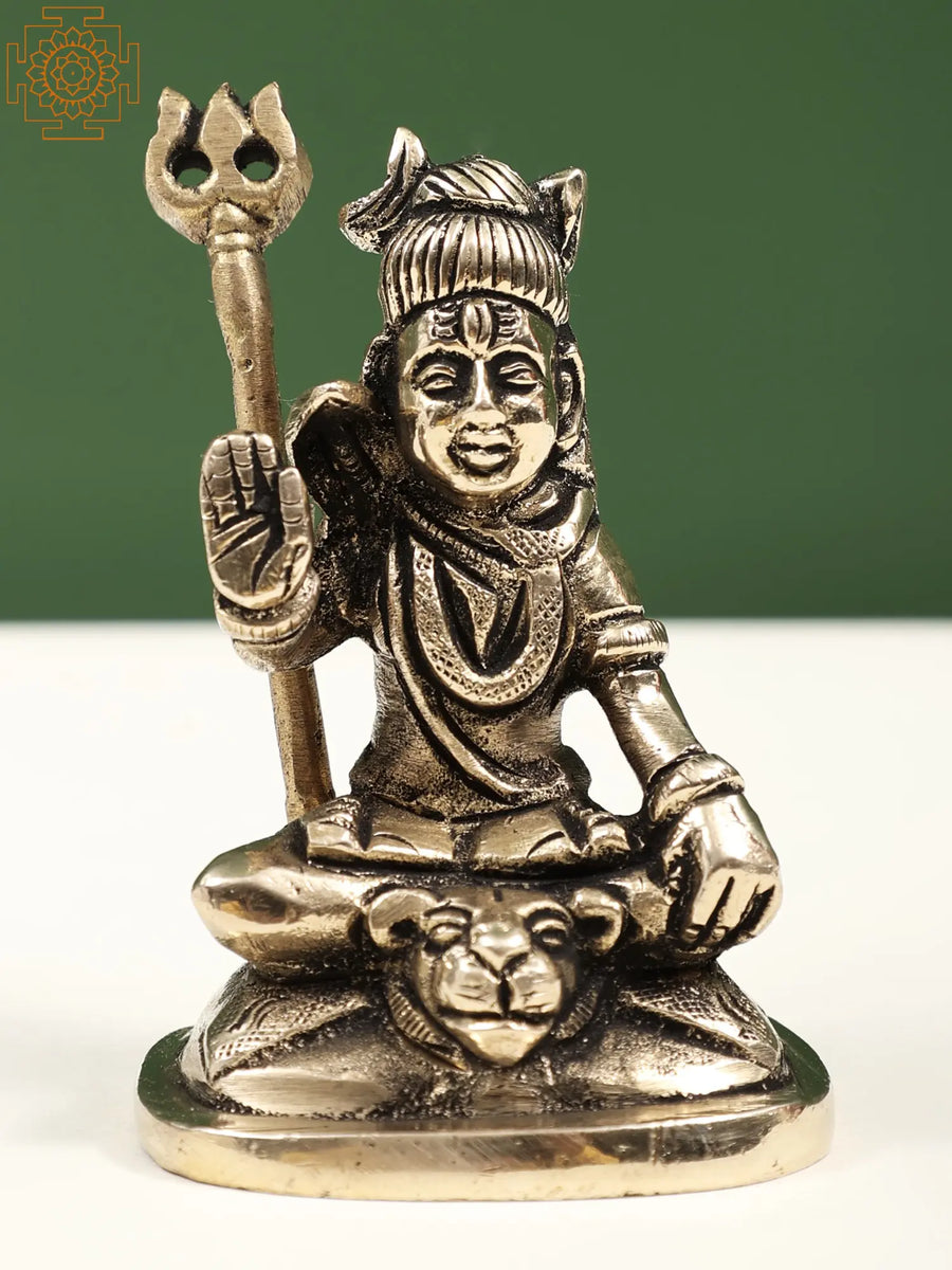 3" Handmade Mahadeva Shiva Brass Statue for Home Pooja