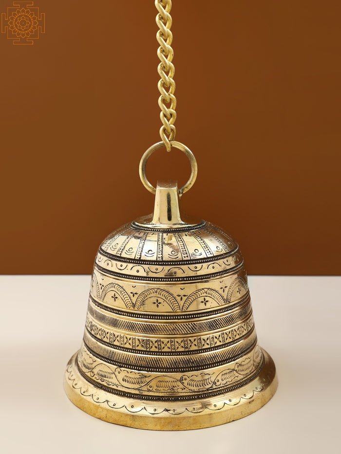 6" Handmade Brass Temple Bell for Pooja