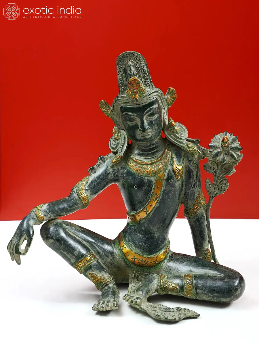 11" Handmade Brass Lord Indra Statue for Pooja