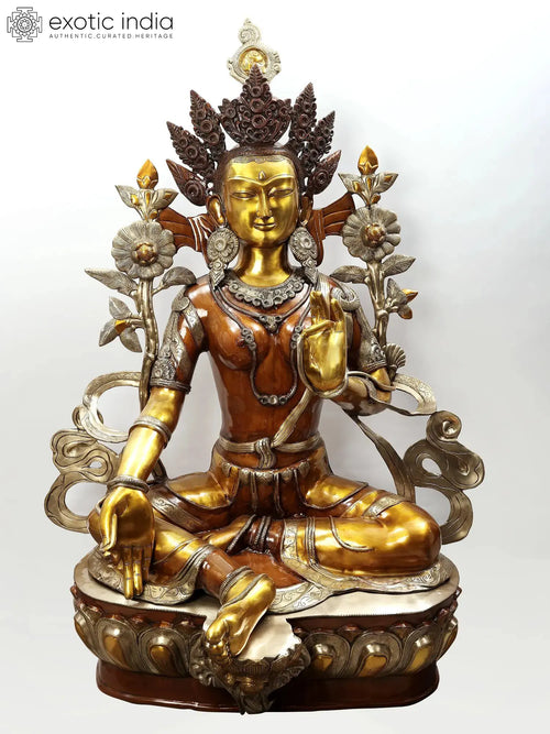 61" Green Tara Brass Statue - Handmade Tibetan Buddhist Goddess