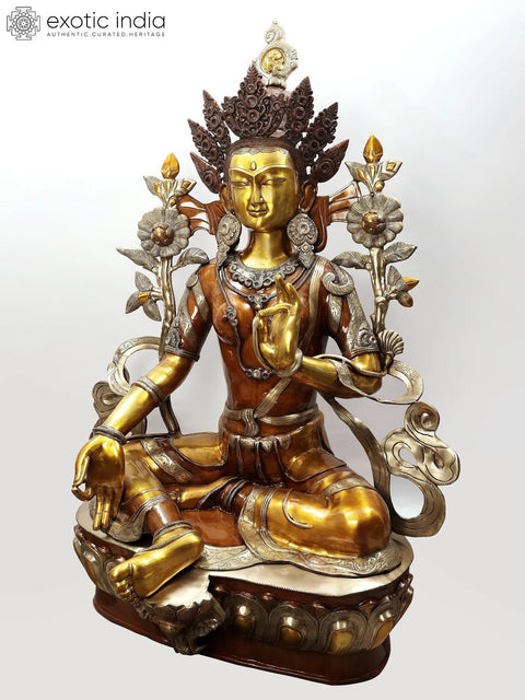 61" Superfine Large Tibetan Buddhist Goddess Green Tara In Brass | Handmade