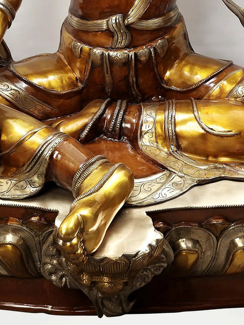 61" Superfine Large Tibetan Buddhist Goddess Green Tara In Brass | Handmade
