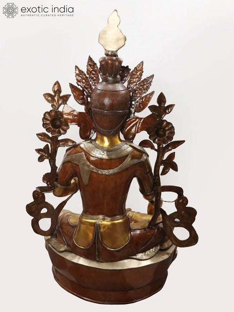 61" Superfine Large Tibetan Buddhist Goddess Green Tara In Brass | Handmade