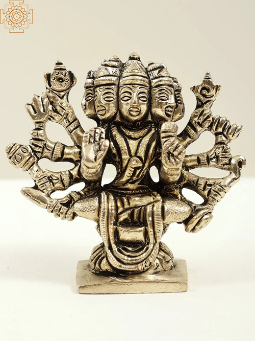 2.5" Panchamukhi Gayatri Ten Armed Brass Idol Handmade