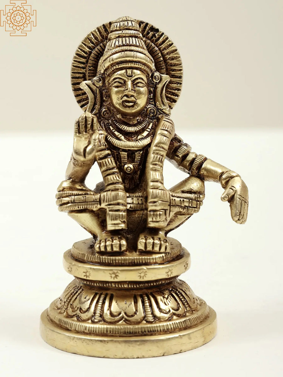 Lord Ayyappan Handmade Brass Statue for Home Pooja