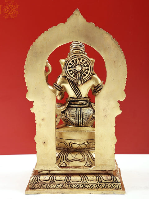 10" Four Armed Seated Lord Ganesha with Modak | Handmade