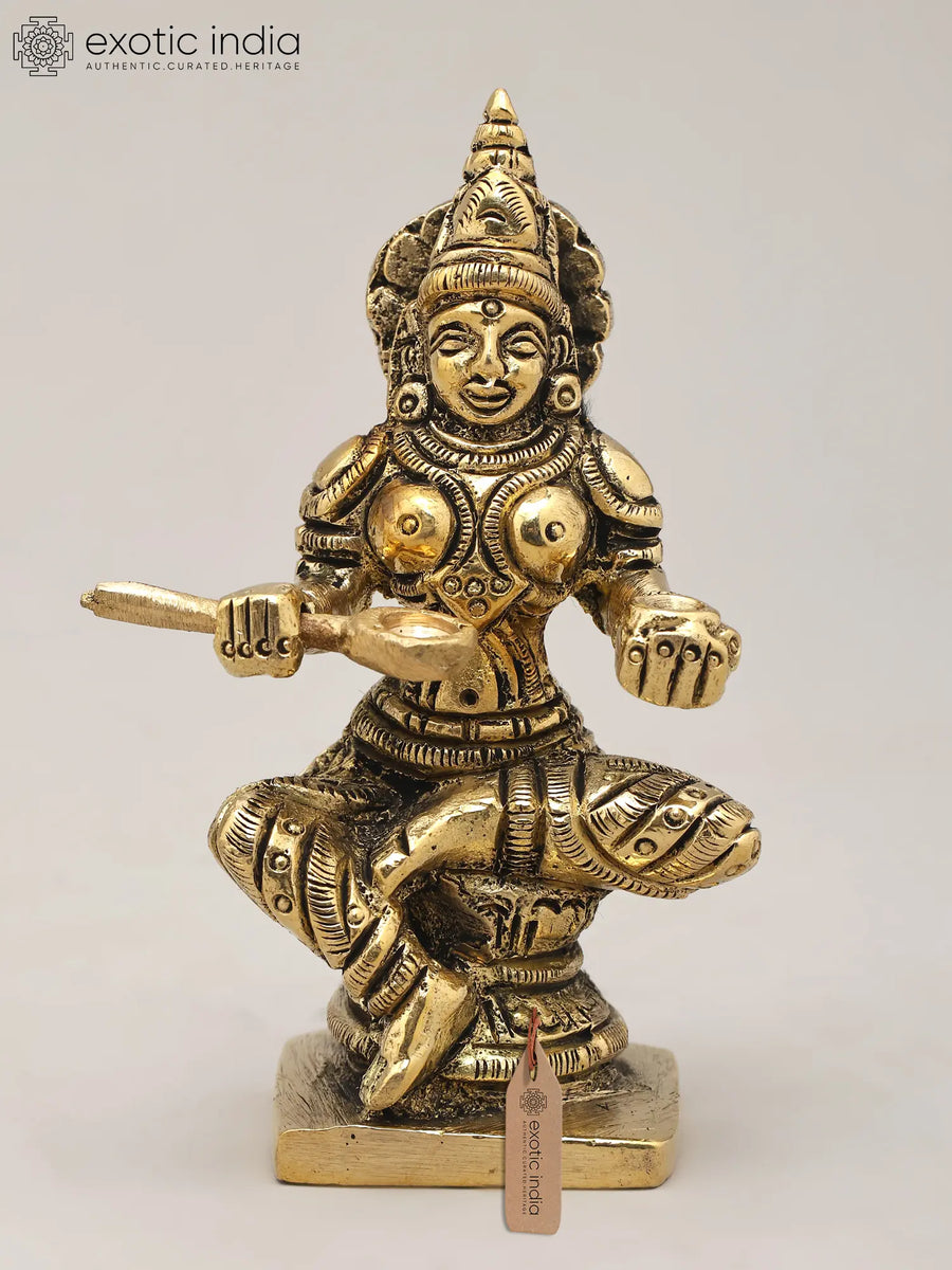 Small Handmade Devi Annapurna Brass Statue - Goddess of Food