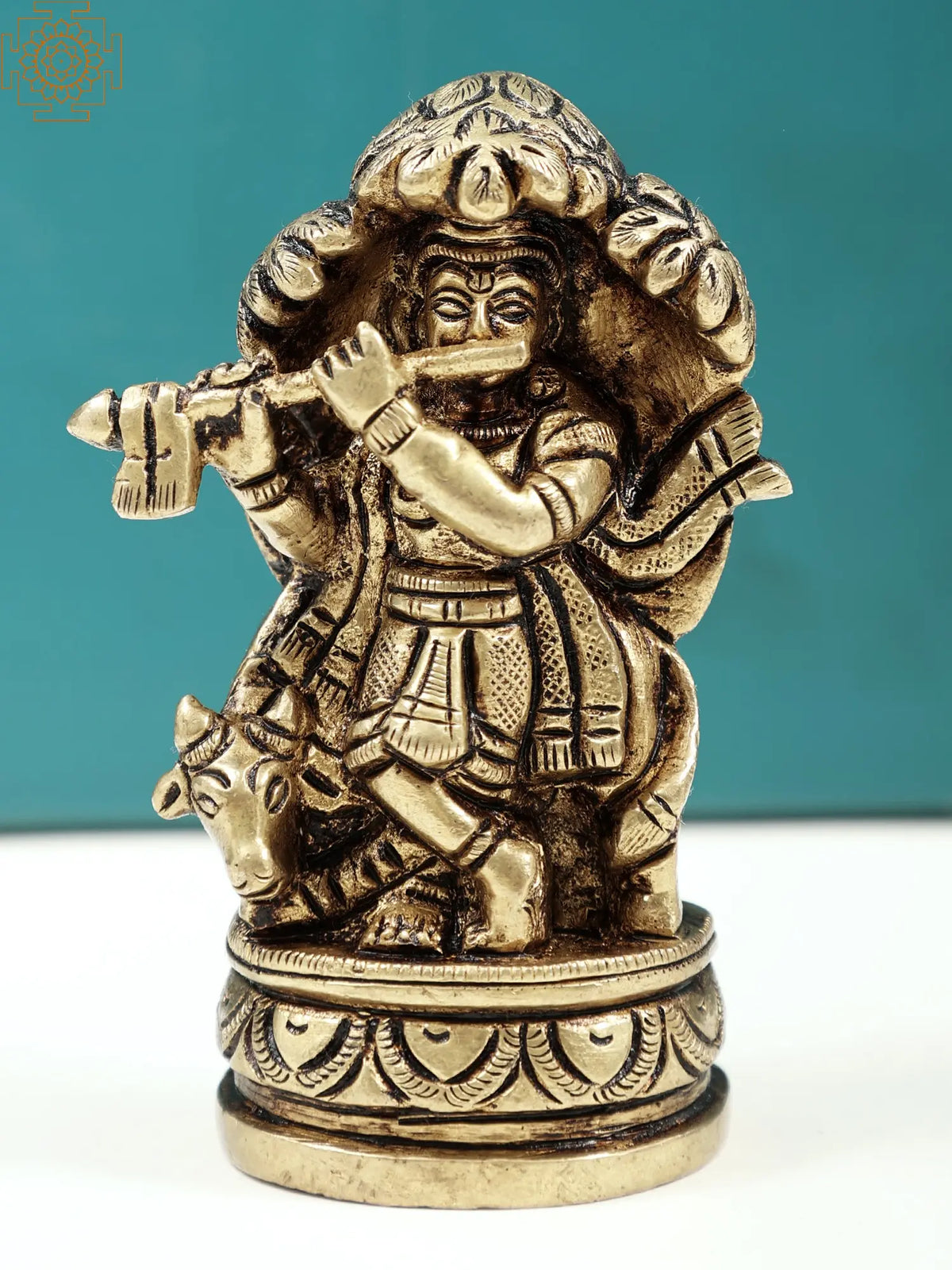 Small Fluting Krishna Under Kadamba Tree | Handmade Brass Statues