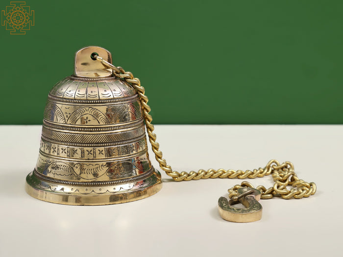 4" Handmade Brass Ceiling Bell for Home Pooja