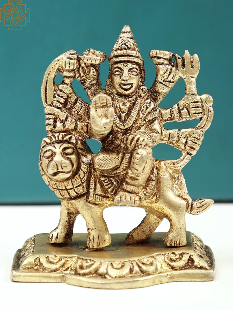 2" Eight-Armed Durga Brass Statue Handmade Home Decor