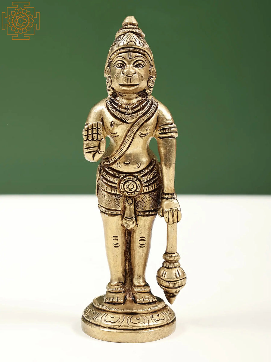 5" Brass Hanuman Blessing Statue Handmade