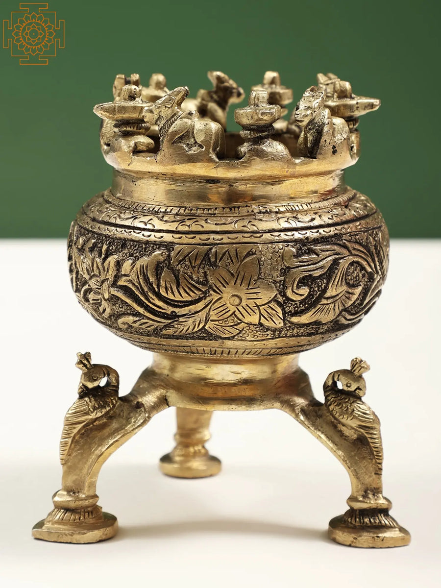 5" Brass Shivling and Nandi Pot Statue Handmade